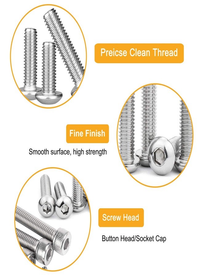 VIGRUE M3 M4 M5 M6 Screw Bolt Nut Assortment Set, Button Head & Socket Head Metric Screws, 304 Stainless Steel, 588Pcs Silver - Image 3